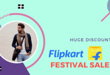 Best Festival offers on Flipkart Sale 2020 A promotional banner for Flipkart Festival Sale, featuring a man in stylish attire on the left and sale details with colorful graphic elements on the right.